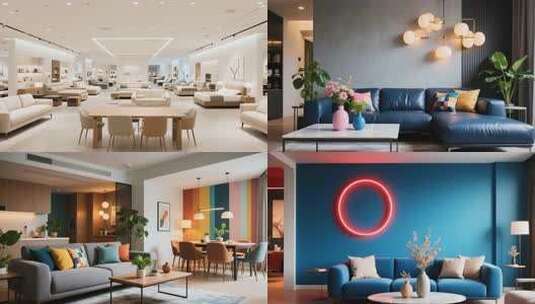 家居购物广场的现代化家具展示高清在线视频素材下载