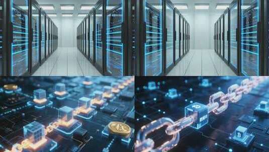 4k科技电路板与区块链元素素材高清在线视频素材下载