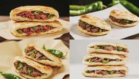 河北保定小吃驴肉火烧高清在线视频素材下载