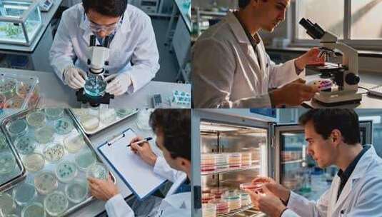 科学家检查细胞生长的样本培养皿高清在线视频素材下载