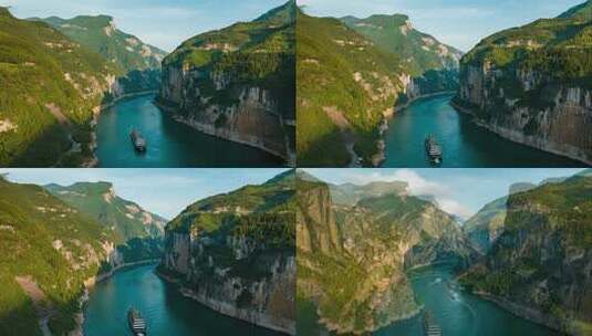 震撼航拍长江三峡壮丽山水风光视频高清在线视频素材下载