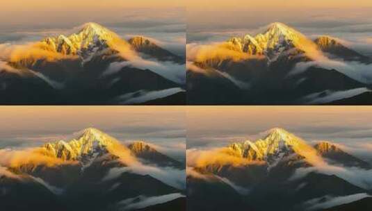 雪山云海壮丽全景高清在线视频素材下载