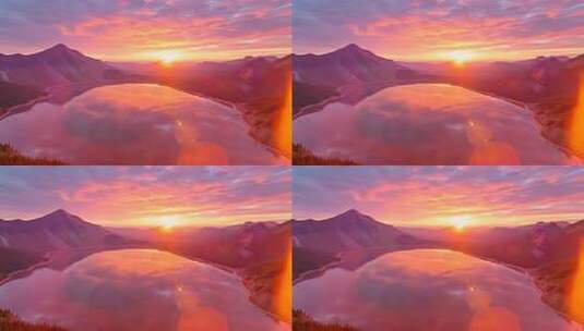 长白山天池夕阳彩霞4K高清在线视频素材下载