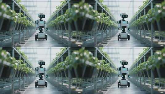 温室大棚内的科技机器人高清在线视频素材下载