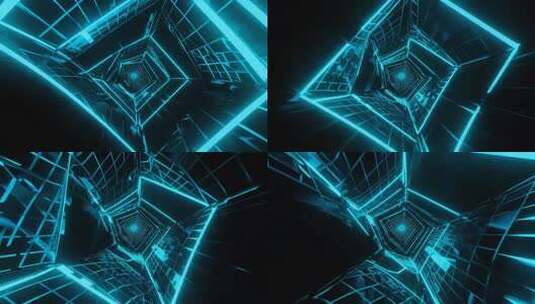 科技感蓝色光线隧道背景高清在线视频素材下载