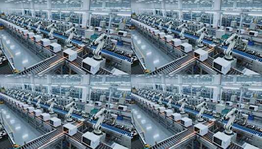 工厂自动化生产线机器人作业高清在线视频素材下载