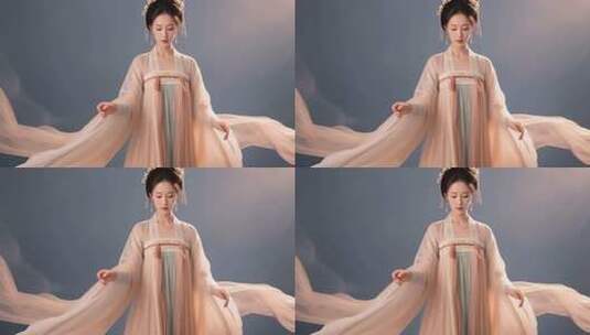 古风美女身着汉服优雅舞动高清在线视频素材下载