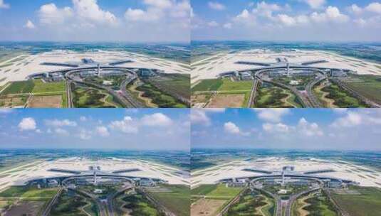 青岛胶州机场全景延时高清在线视频素材下载