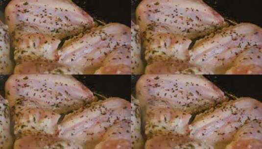 烧烤腌制的鸡肉高清在线视频素材下载