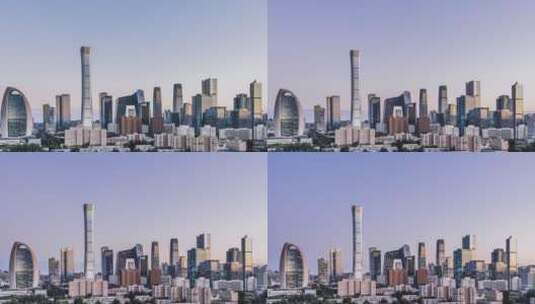 中国北京CBD高楼建筑群风光日转夜延时高清在线视频素材下载