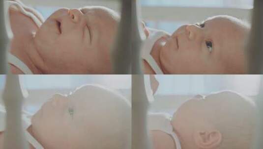 婴儿新生儿面部特写，熟睡的婴儿高清在线视频素材下载