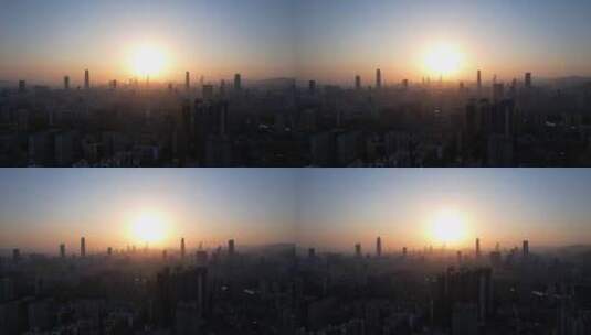深圳高楼城市日落夕阳照耀建筑D高清在线视频素材下载