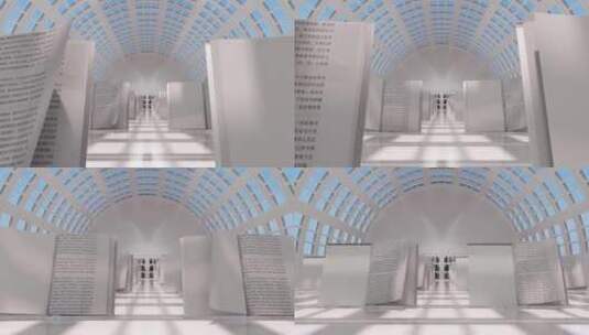 图书馆内的书，三维特效高清在线视频素材下载