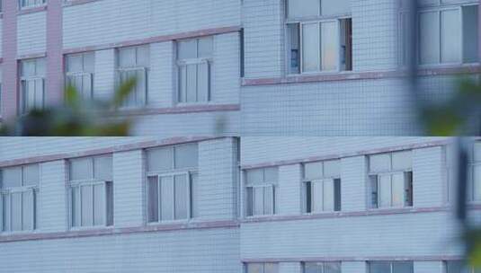 4K校园教学楼建筑外观窗户宿舍楼特写高清在线视频素材下载