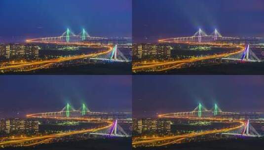 跨海大桥夜景延时高清在线视频素材下载