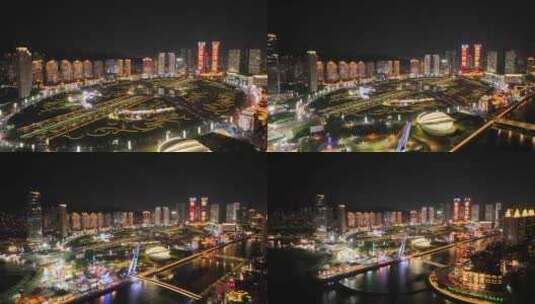 繁华都市夜景航拍高清在线视频素材下载