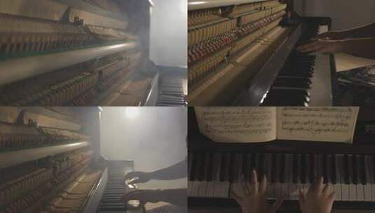 唯美钢琴演奏高清在线视频素材下载
