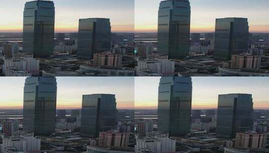 湖南长沙市城市建筑日落夕阳航拍高清在线视频素材下载