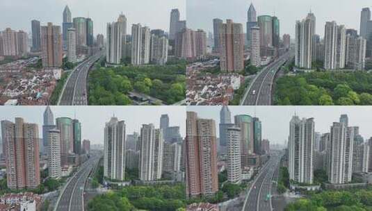4K航拍城市交通枢纽高清在线视频素材下载