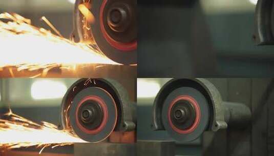 打磨机工业生产设备溅起铁花火花高清在线视频素材下载