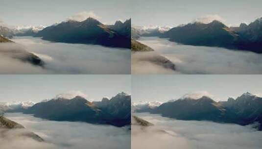 大气云雾飘动云海山峰连绵山脉山脊山峦高清在线视频素材下载
