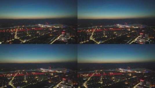 航拍宜昌城市葛洲坝夜景高清在线视频素材下载