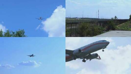 天空飞机 飞机起飞降落 飞机从天空飞过高清在线视频素材下载