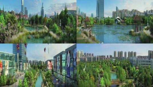 289三维城市建筑漫游动画绿色生态城市高清在线视频素材下载