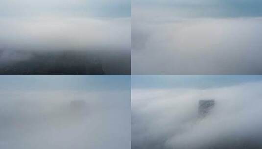 武汉绿地中心云海延时航拍高清在线视频素材下载