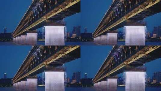 【正版素材】武汉长江大桥夜景高清在线视频素材下载