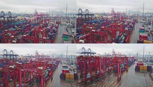 香港巨型工业港口，集装箱、物流高清在线视频素材下载