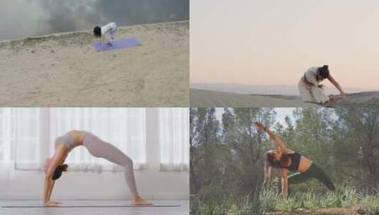 【合集】年轻女性练习高难度瑜伽高清在线视频素材下载