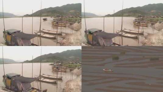 J广东惠州惠东海龟湾渔船实拍视频高清在线视频素材下载