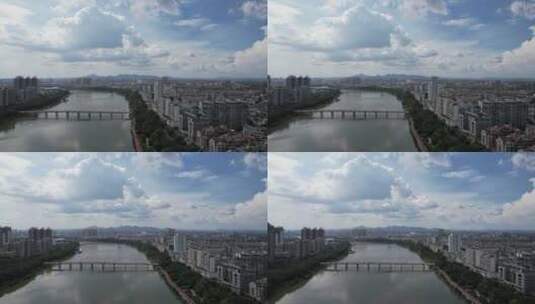 江西赣州章江风光桥梁交通航拍高清在线视频素材下载