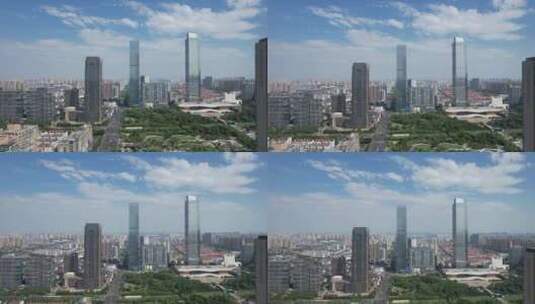 江苏无锡城市风光蓝天白云天际线国金中心高清在线视频素材下载