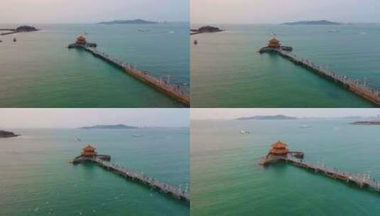 山东省青岛市栈桥景区航拍高清在线视频素材下载