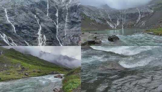 高山流水瀑布山水中国风光高清在线视频素材下载