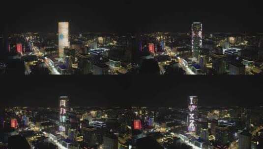 江苏徐州城市夜景航拍高清在线视频素材下载