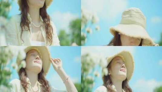 夏日 草地 美好生活 享受阳光 美女3高清在线视频素材下载