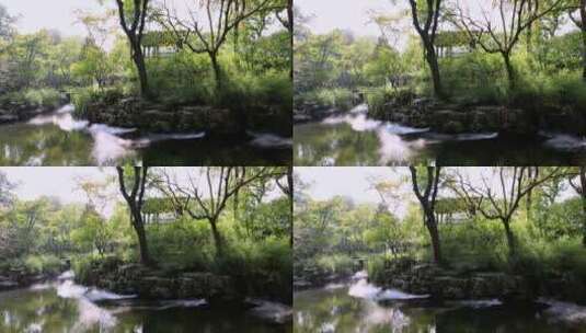 苏州园林拙政园景观喷雾仙气袅袅高清在线视频素材下载