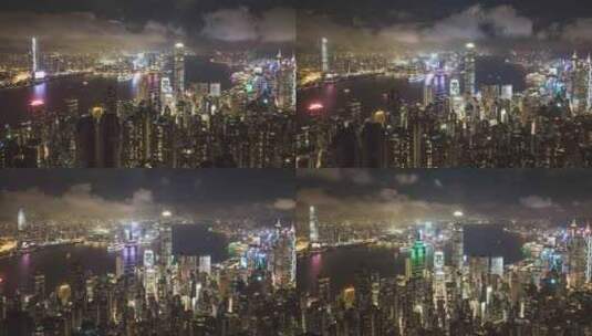航拍香港夜景延时高清在线视频素材下载