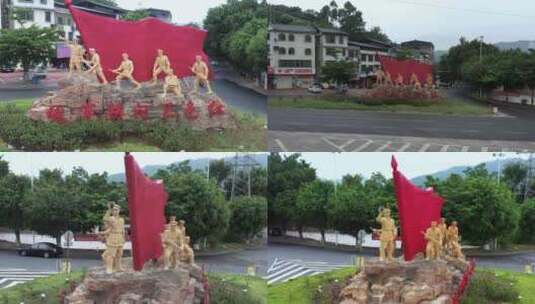 大埔县三河坝战役纪念雕像高清在线视频素材下载