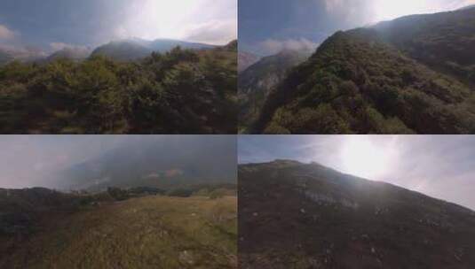 FPV航拍青山绿水森林山峰云雾山脉自然风景高清在线视频素材下载