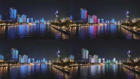 珠江夜景一河两岸高清在线视频素材下载
