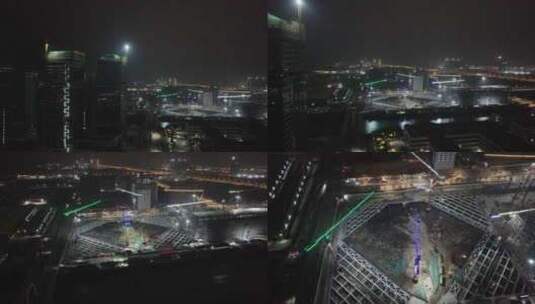 中山翠享新区夜景航拍高清在线视频素材下载