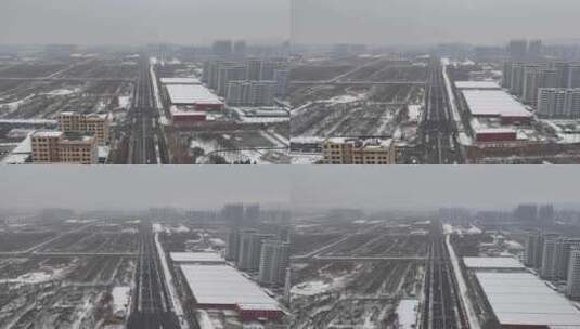 航拍城市雪景 石家庄 交通高清在线视频素材下载