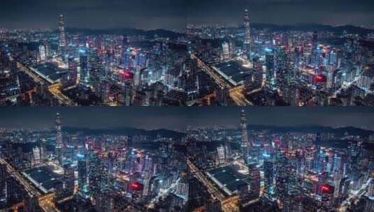 4K深圳灯火通明的繁华夜景高清在线视频素材下载