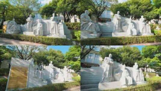 桂林历史文人四状元雕像雕塑高清在线视频素材下载