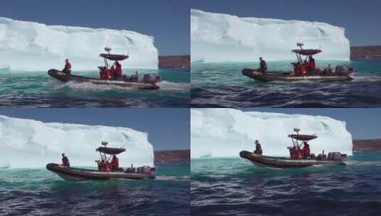 研究人员经过巨大冰山高清在线视频素材下载