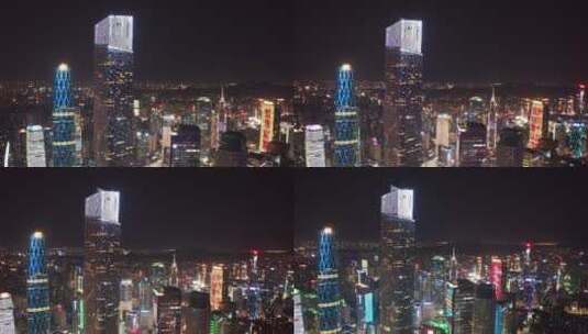 4K视频广州珠江新城夜景航拍高清在线视频素材下载